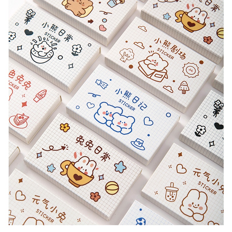 Hộp 40 sticker cute trang trí sổ tay hình dán họa tiết dễ thương chống thấm nước