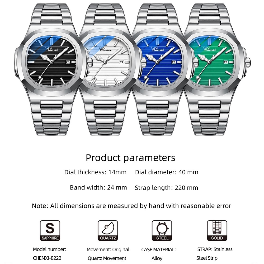 Đồng hồ đeo tay nam chất liệu thép không gỉ chống thấm nước sang trọng