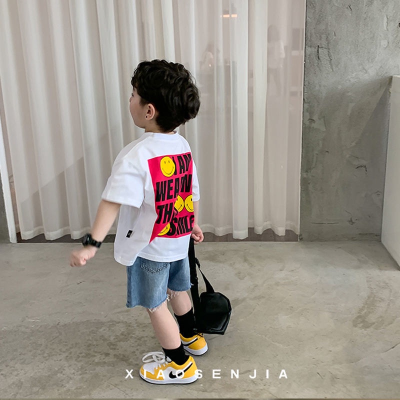 Quần Short Denim Dáng Rộng Thoải Mái Thời Trang Mùa Hè Hàn Quốc Cho Bé Trai