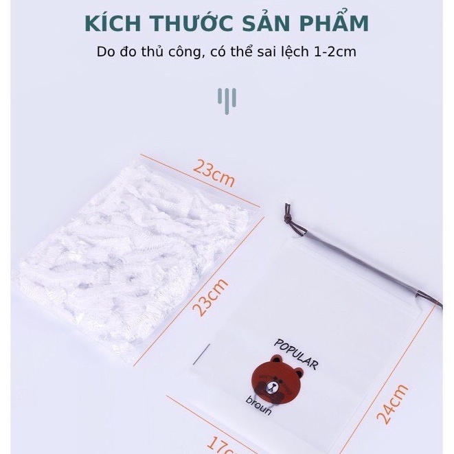 Màng Bọc Thực Phẩm Co Giãn Siêu Dai Có Chun - Túi Gấu Set 100 Chiếc Bảo Quản Thực PhẩmDuashop