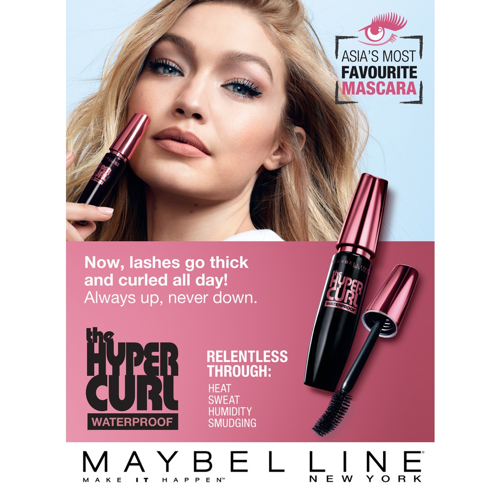 Mascara Dài Mi và Cong Mi Maybelline New York Hyper Curl Waterproof Chuốt Mi Đen 9.2ml - Mỹ Chính Hãng