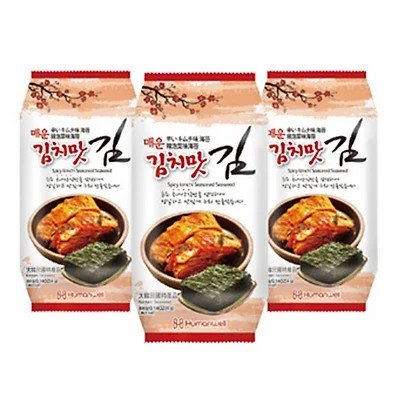 Rong Biển Ăn Liền Humanwell Hàn Quốc Vị Kim Chi Spicy Kimchi Seasoned Laver Lốc 3 gói * 4g