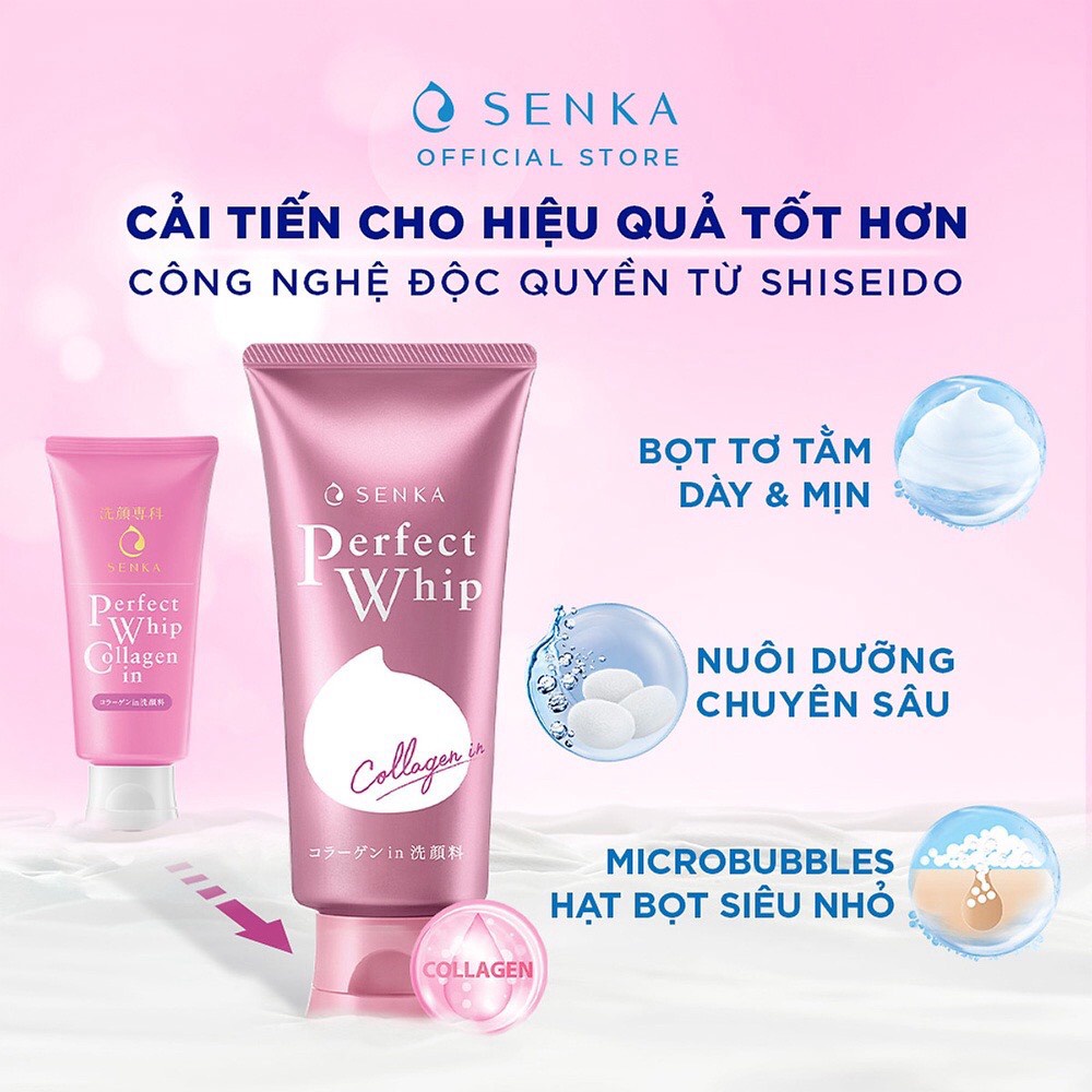 Sữa Rửa Mặt Tạo Bọt Làm Sạch Sâu Senka Perfect Whip U 120g Nhật Bản - Mẫu mới