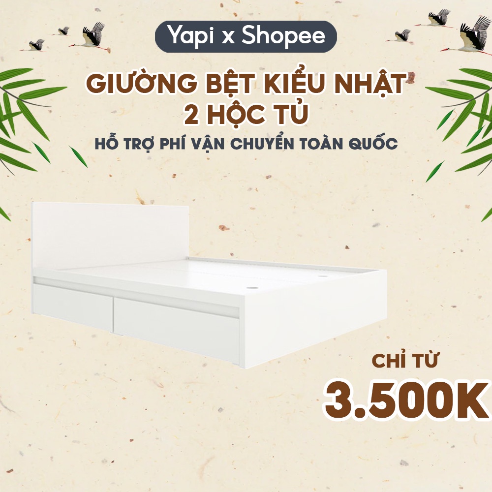 Giường ngủ 2 ngăn kéo gỗ MDF nhập khẩu cao 35cm LẮP ĐẶT TẬN NHÀ YAPI-501