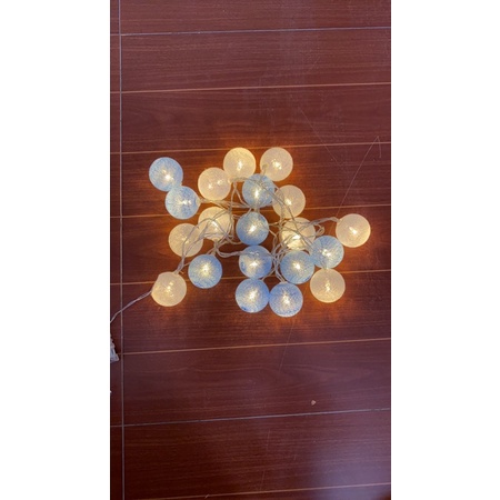 Đèn led trang trí hình cầu mây 3mét 20 bóng to Màu Xanh Mix Trắng MS77