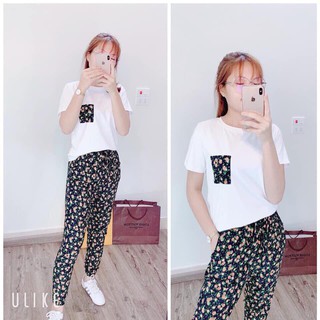 set quần lanh áo thun thái