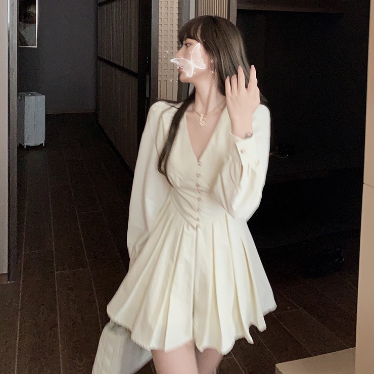 Đầm nữ dáng xòe mini tay dài Emilyshop