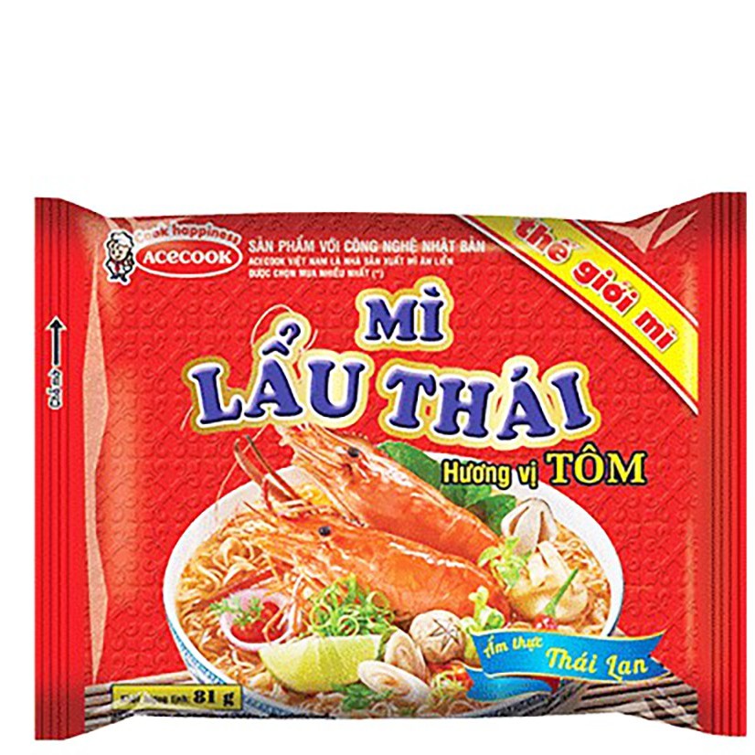 Mì tôm lẩu thái hương vị tôm gói 81g