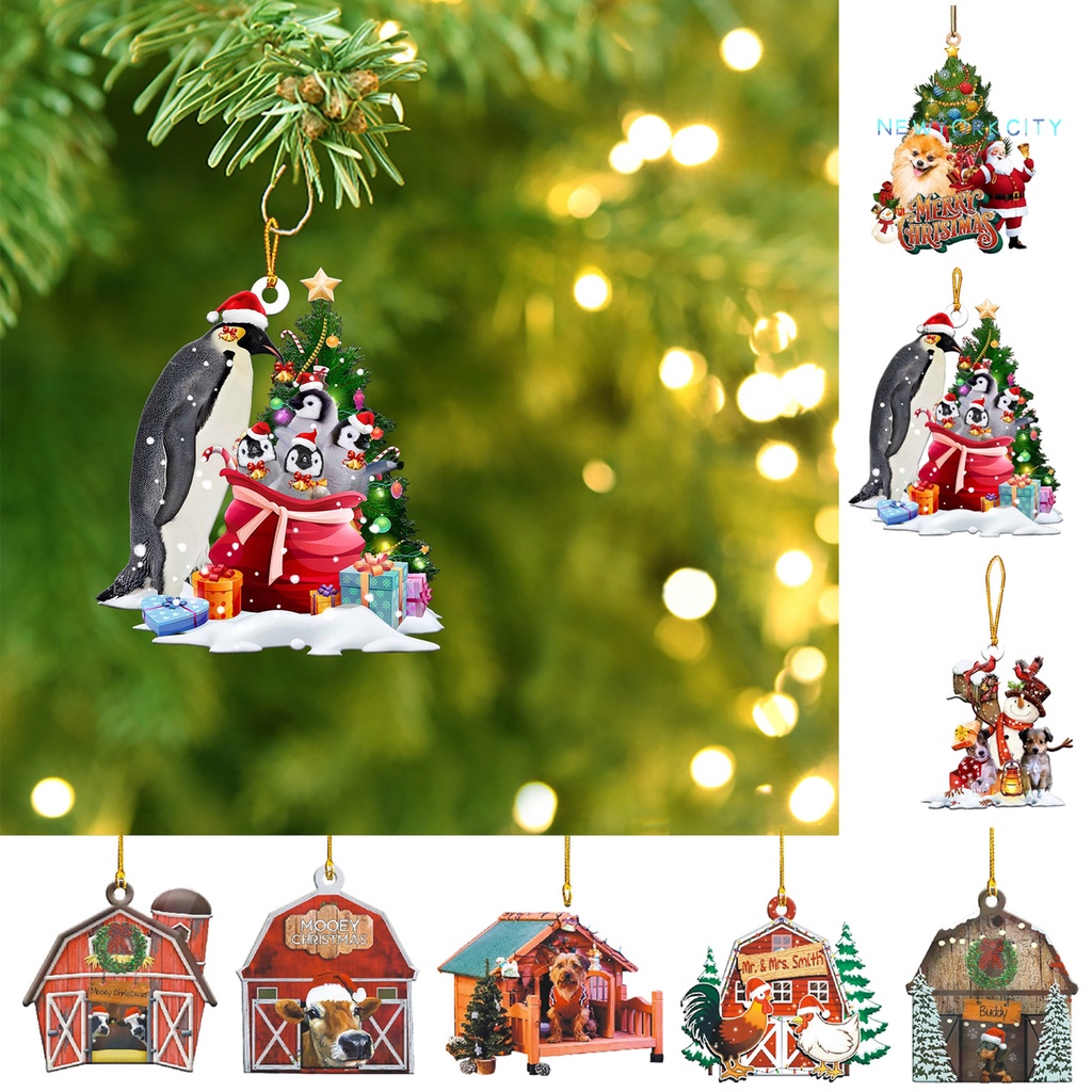 Mô Hình Ông Già Noel / Cún Gỗ Treo Trang Trí Giáng Sinh Chống Vỡ