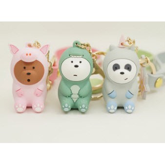 Móc khoá 3 anh em gấu mặc áo thú MKDT14 móc khoá bare bear cosplay có tag có hình phụ