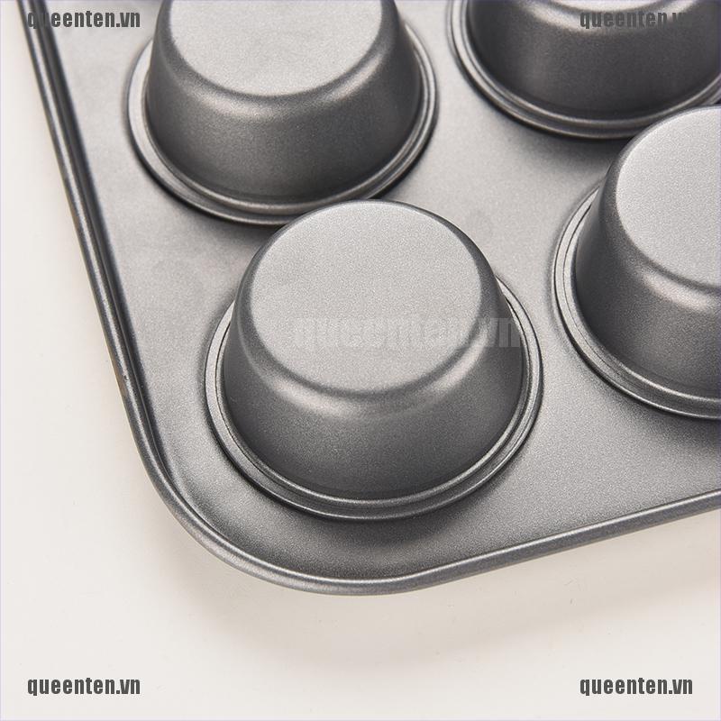 12 Cups Metal Nonstick Cupcake Baking Mold Pan Tray Tin Cakes Pudding Muffin Bun QUVN