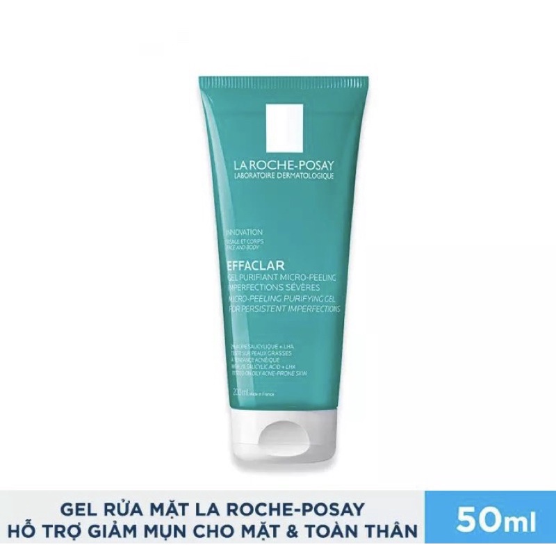 Gel rửa mặt và tắm 2 trong 1 Effaclar Micro - Peeling Purifying La Roche Posay 50ml