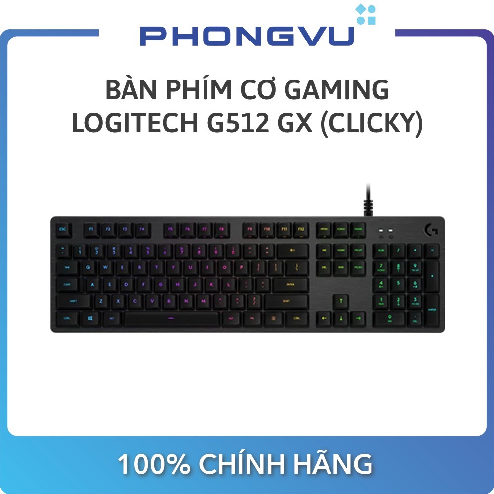 [Mã ELMALL10 giảm 10% đơn 500K] Bàn phím cơ gaming Logitech G512 GX (Clicky) - Bảo hành 24 tháng