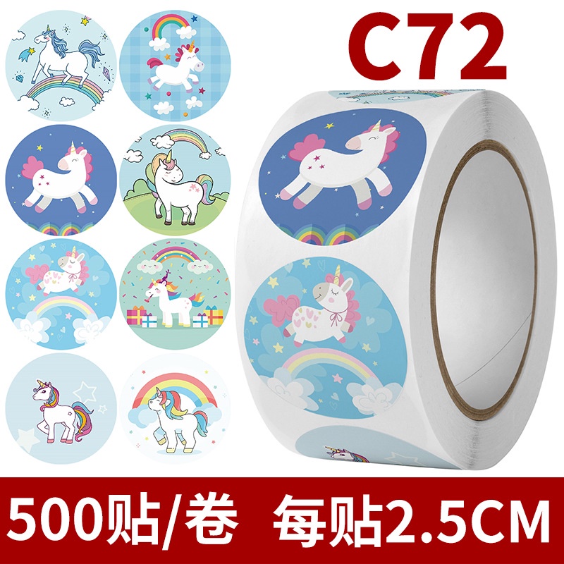 Cuộn 500 miếng dán hoạt hình ngộ nghĩnh, tem dán sticker thank you gói hàng, quà tặng