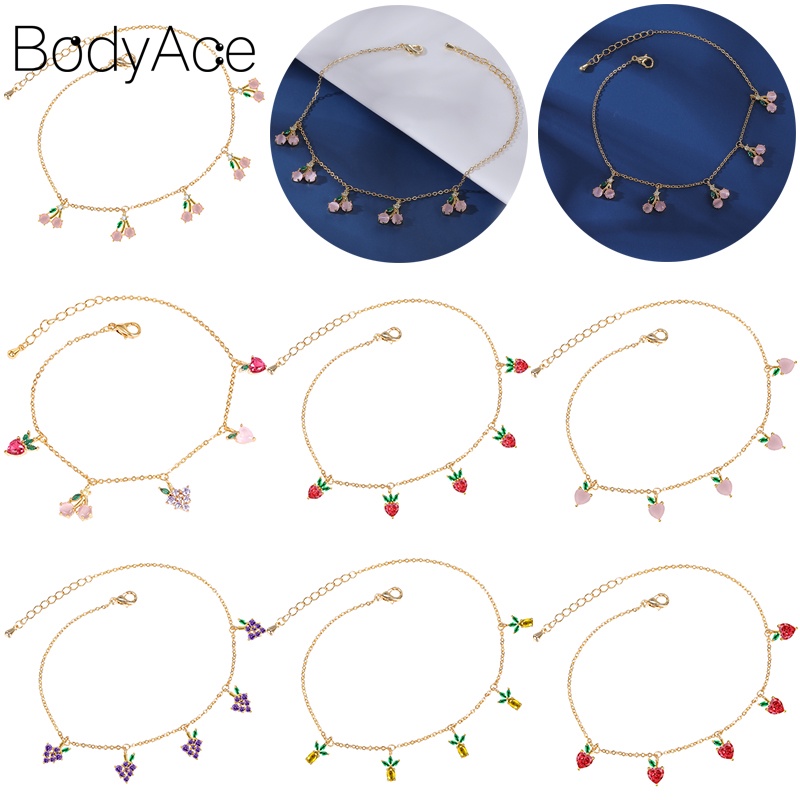 Lắc Chân Đính Đá Opal Hình Trái Cây Dễ Thương