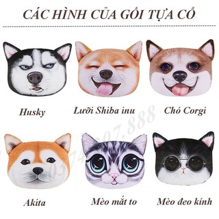 GỐI TỰA 3D, Gối Tựa Đầu Hình Thú 3D XDOLLS Hình Chó Mèo Loại To Cho Xe Hơi Ô Tô
