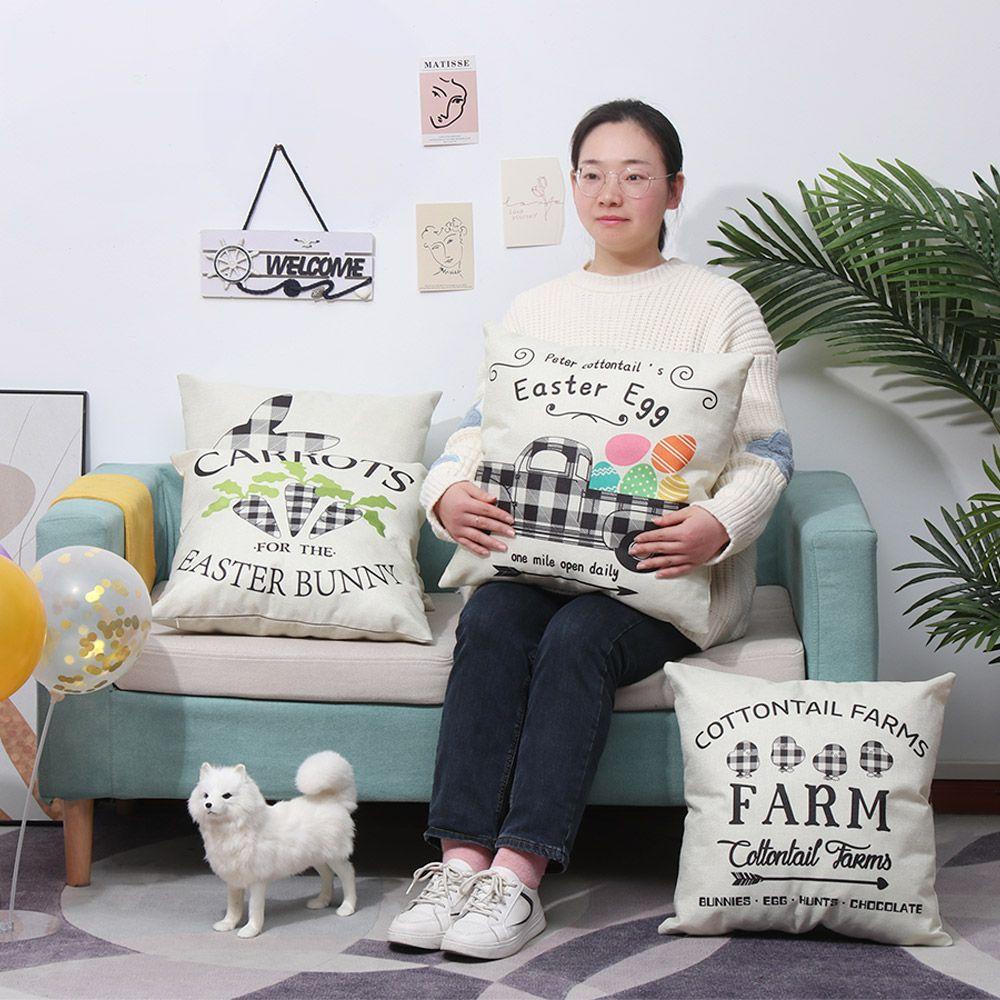 1 Vỏ Gối Sofa In Hình Thỏ Phục Sinh Dễ Thương
