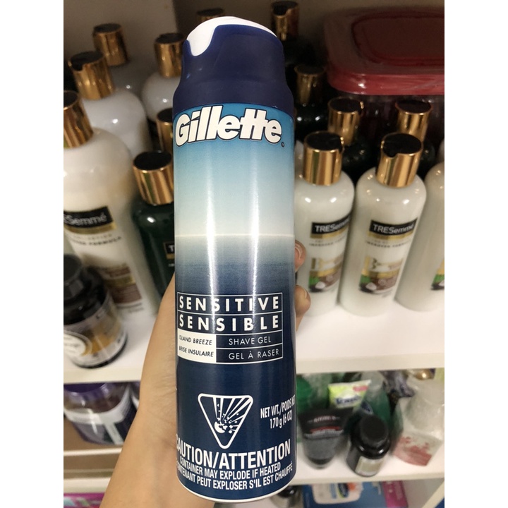 Gel cạo râu 170g Gillette Sensitive Sensibile Shave Gel, Mẫu mới