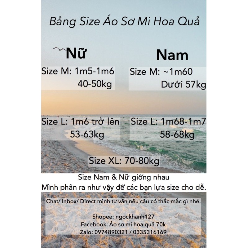 Áo sơ mi hoa quả Áo sơ mi đi biển Áo sơ mi trái cây Áo nhóm Áo đồng phục Áo công ty Áo gia đình Áo đôi