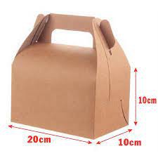 50 Hộp giấy kraft có quai xách đựng bánh, gà, thức ăn take away 20x10x10cm 50 cái B202-N