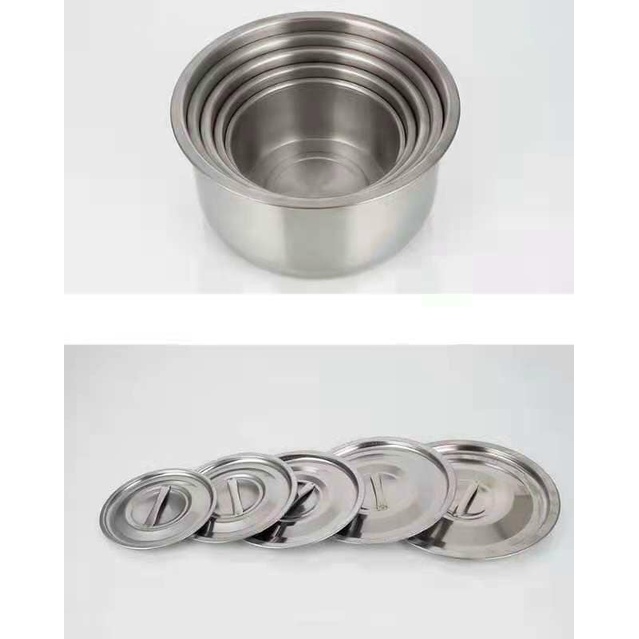 SÉT 5 BÁT TÔ INOX KÈM NẮP ĐẬY DÙNG ĐƯỢC BẾP TỪ