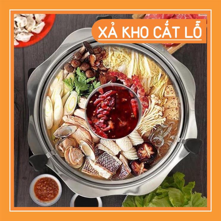 Nồi lẩu inox xoay 2 tầng Hàn Quốc, Nồi lẩu đa năng dùng được cả bếp từ và bếp gas