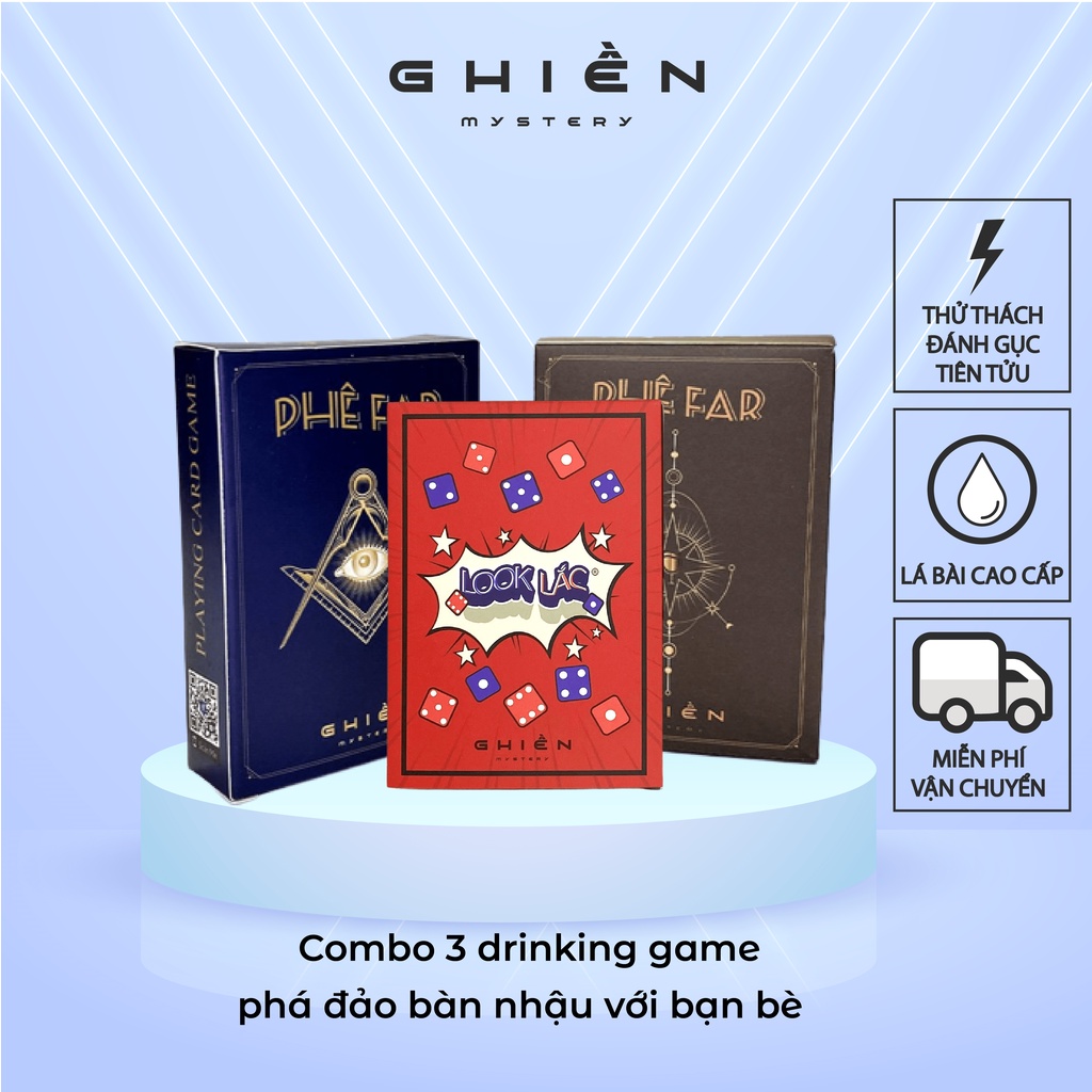 Combo bộ 3 drinking game phá đảo các bàn nhậu "Phê far 1,2 - Look Lắc" gây cười thú vị hottrend 2022 | Ghiền Mystery