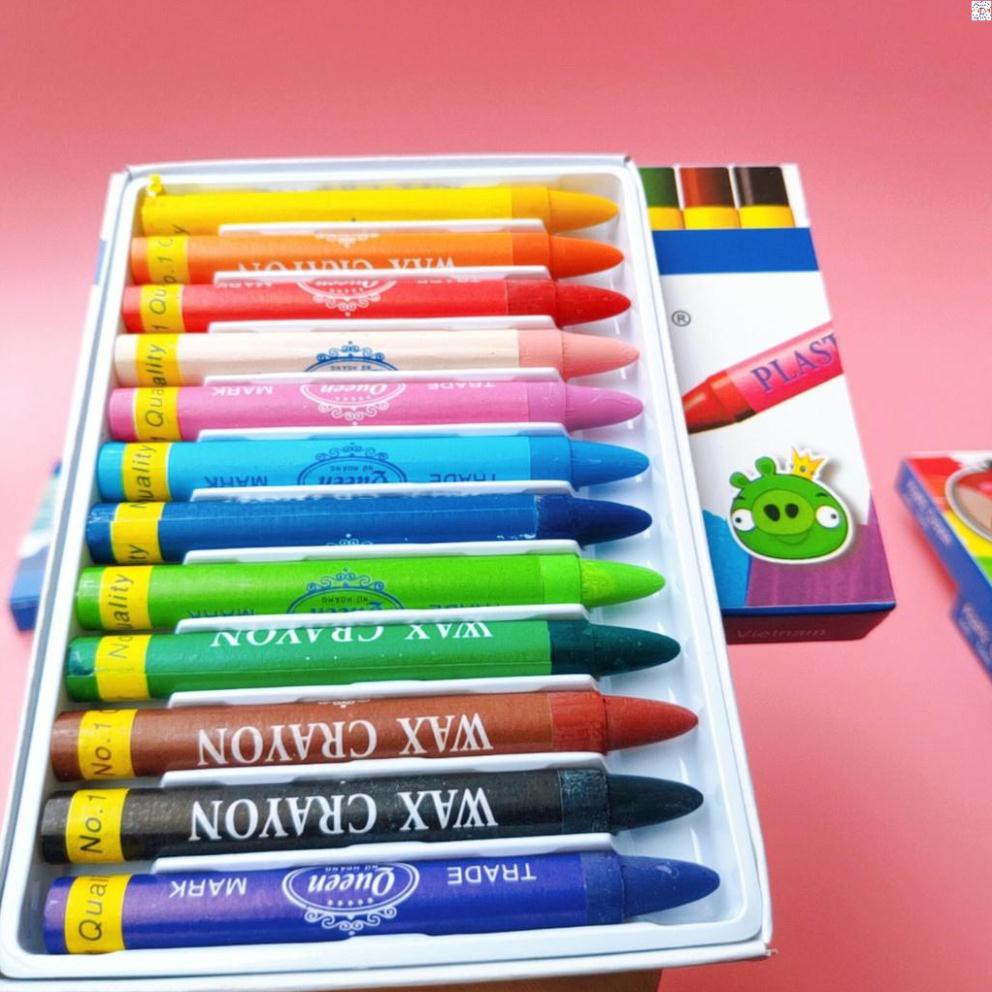Bộ Sáp Màu Queen, Tô Màu Đẹp Không BỊ Gãy -Gồm 12/18 Màu