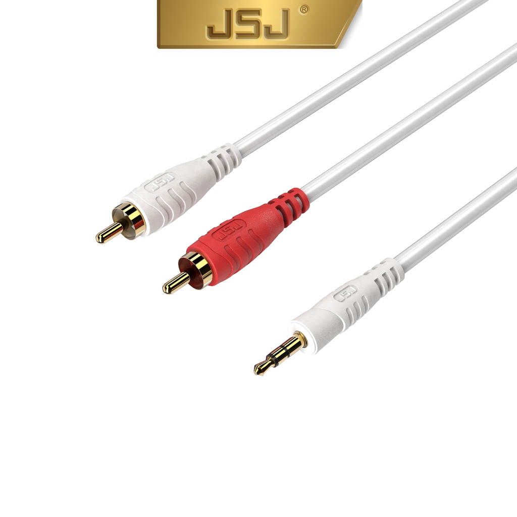 Dây tín hiệu đầu 3 ly (3.5mm) ra 2 đầu bông sen (AV/RCA) JSJ 3321 dài 1.8m - 15m thiết kế dạng 3 đầu, dây đúc liền mạch