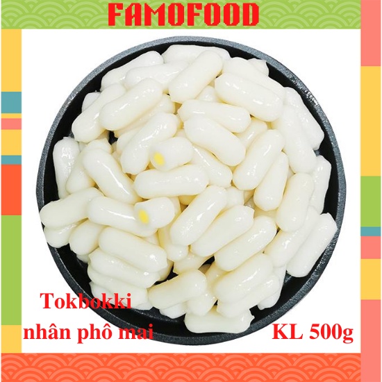 Tokpokki Phô Mai, Bánh Gạo Nhân Phô Mai Hàn Quốc Gói Trắng Famofood 500g loại ngon