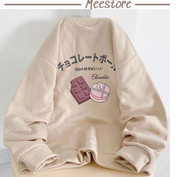 Áo Sweater nỉ in chữ Hàn Quốc- Nỉ ngoại dài tay dáng rộng Ulzzang siêu hot
