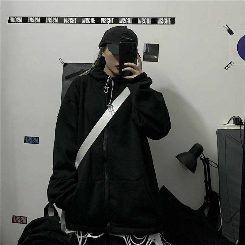 Áo Zip hoodie xám/đen phong cách hàn quốc order 7-15 ngày