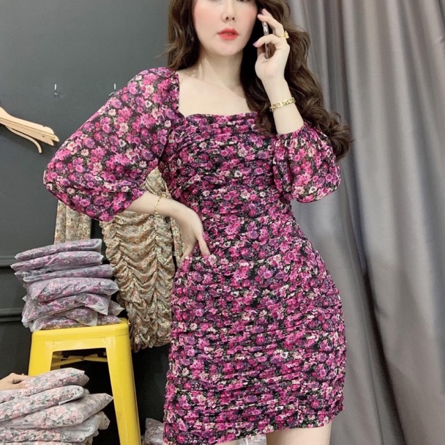 Đầm body nhún eo