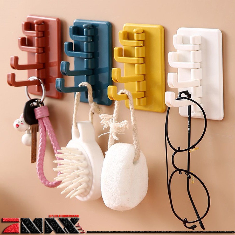 Móc treo đồ dán tường 4 nhánh xoay hình cây thông (MCT04), giá treo đồ 4 móc, kệ móc đồ tiện dụng xoay 180 độ - Duonghie