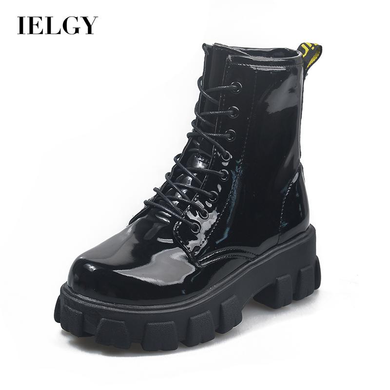Giày bốt IELGY gót cao vừa bề mặt sáng bóng thời trang Âu Mỹ cho nữ