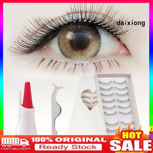 (Hàng Mới Về) Bộ 10 Cặp Lông Mi Giả Thủ Công Tự Nhiên Kèm Keo Dán Tiện Dụng