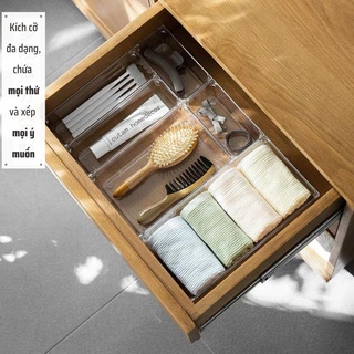 Bộ Khay Chia Ngăn Kéo Tủ Nhiều Size, Khay mica đựng đồ dùng chia ngăn trong suốt tiện dụng - cutam.homedecor