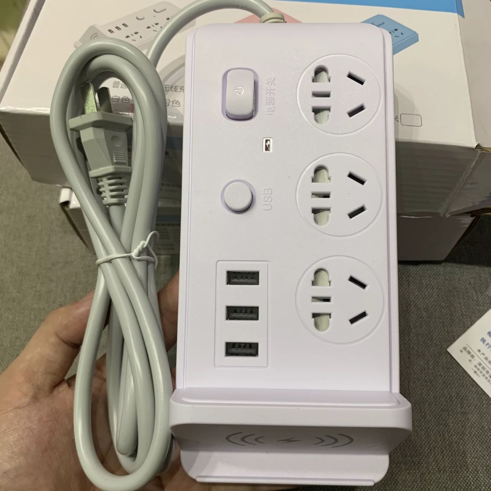 Ổ Cắm Điện Thông Minh Kiêm Sạc Không Dây và Sạc USB 1,8M Và Ổ Cắm Điện Thông Minh 1 Cổng TypeC 3 Cổng USB Không Dây
