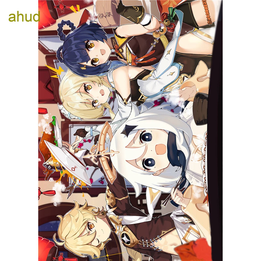 Tranh Vải Canvas Treo Tường Trang Trí Phong Cách Anime Genshin Impact Series
