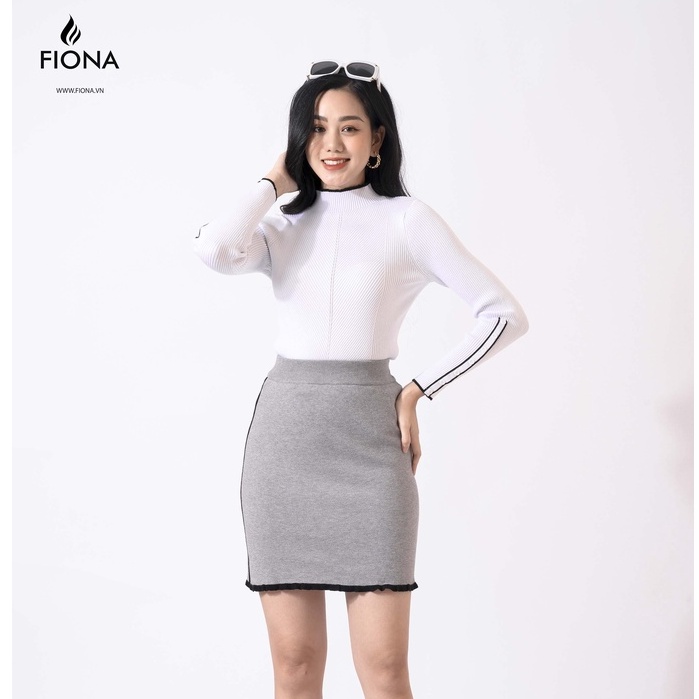 Chân váy len nữ FIONA, Chân váy ôm phối màu dáng ngắn mã F850503