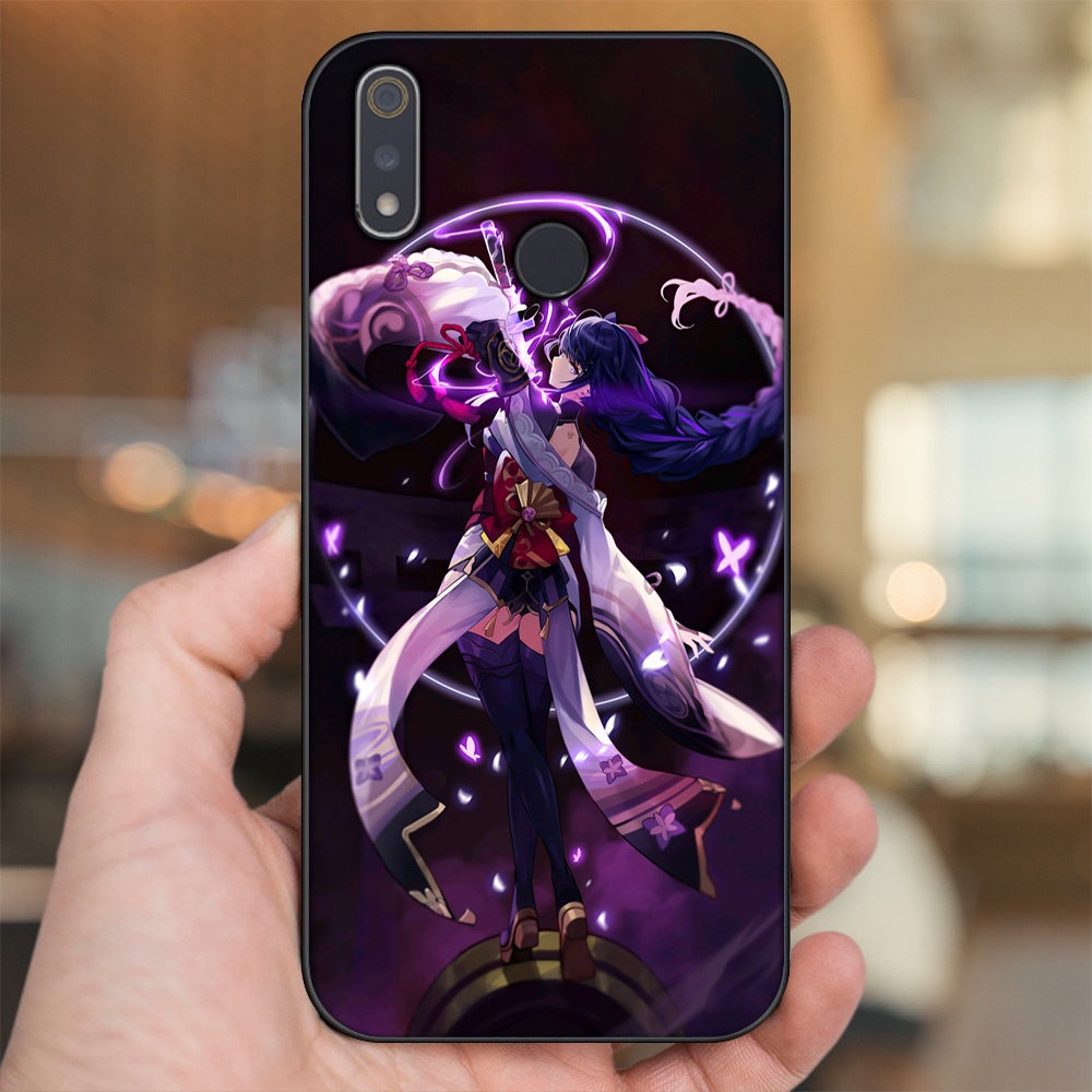 Ốp lưng Realme 3, 3 Pro viền đen in hình Raiden Shogun Genshin Impact