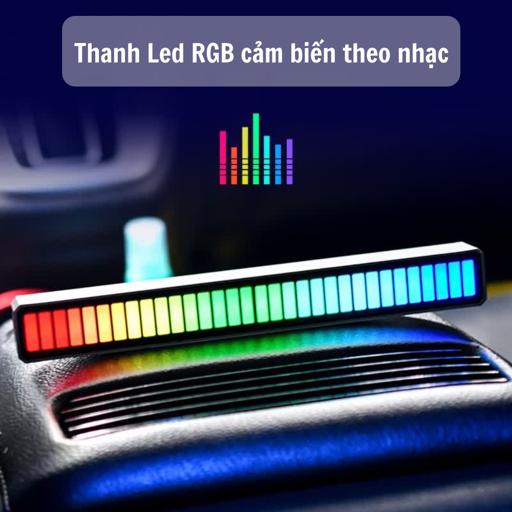 Thanh Đèn Led RGB Nháy Theo Nhạc Cảm Biến Âm Thanh 16 Triệu Màu, Đèn Trang Trí Decor Phòng