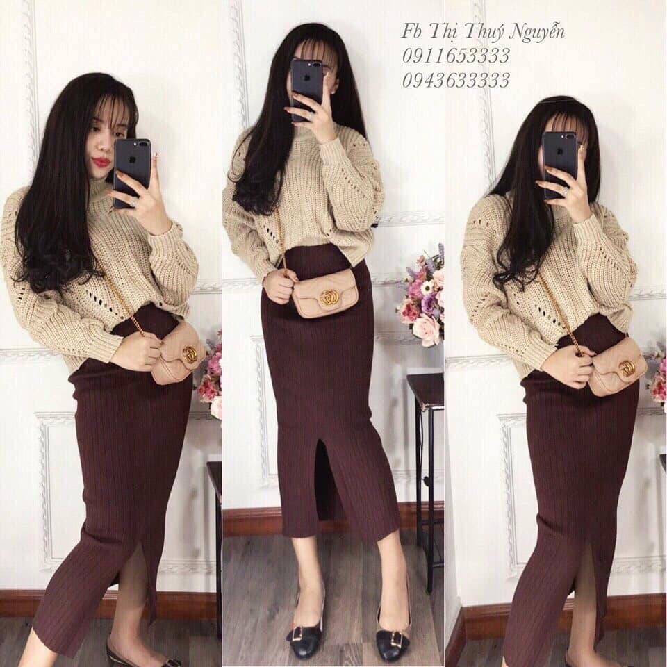 chân váy len ôm dáng dài - đầm len dệt kim xinh xắn | BigBuy360 - bigbuy360.vn