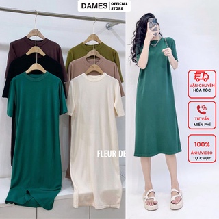 Váy len suông dáng dài dames - đầm len lông thỏ tay lỡ