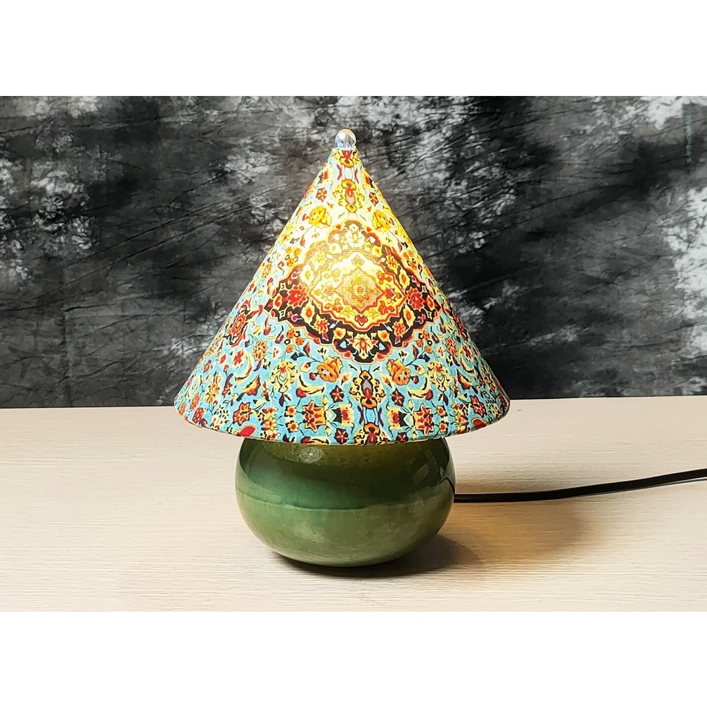 Đèn ngủ để bàn mini MN001B, đèn thổ cẩm Gốm Sứ Bát Tràng trang trí nội thất HL Lighitng
