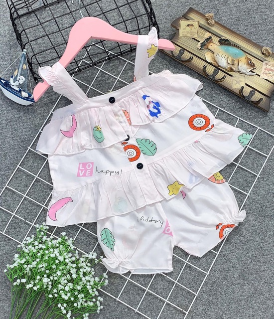 Sỉ bộ lanh cánh tiên cho bé vải lanh thái tone tôn loại 1