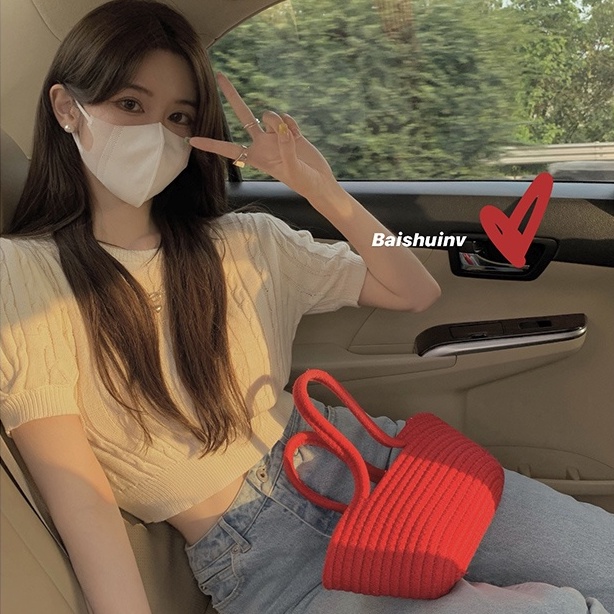 Áo sweater ZHELIHANGFEI tay phồng đính nơ xinh xắn hợp thời trang