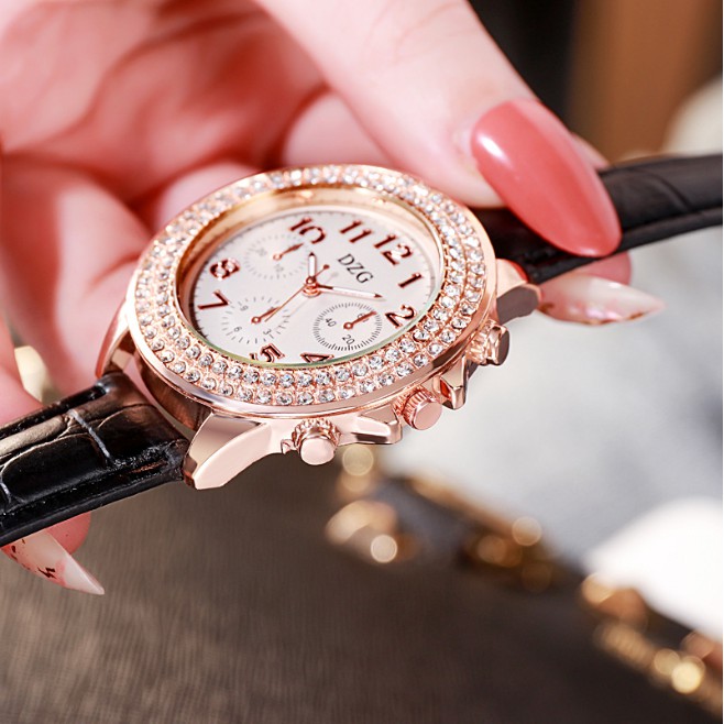 [Siêu Sale] Cực Đẹp Đồng Hồ Đeo Tay Nữ DZG Mới Rhine Stone Vỏ Vàng Hồng Phiên Bản Hàn Quốc | BigBuy360 - bigbuy360.vn
