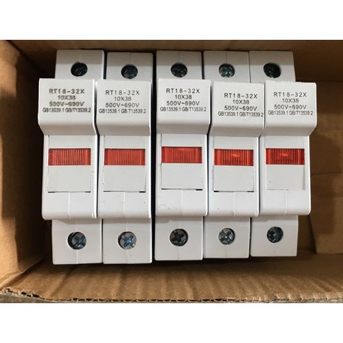 [LOẠI TỐT; Đơn tối thiểu 30k] Bộ đế cầu chì sứ RT18-32X có đèn gồm đế và ruột cầu chì sứ 1A ~ 32A.