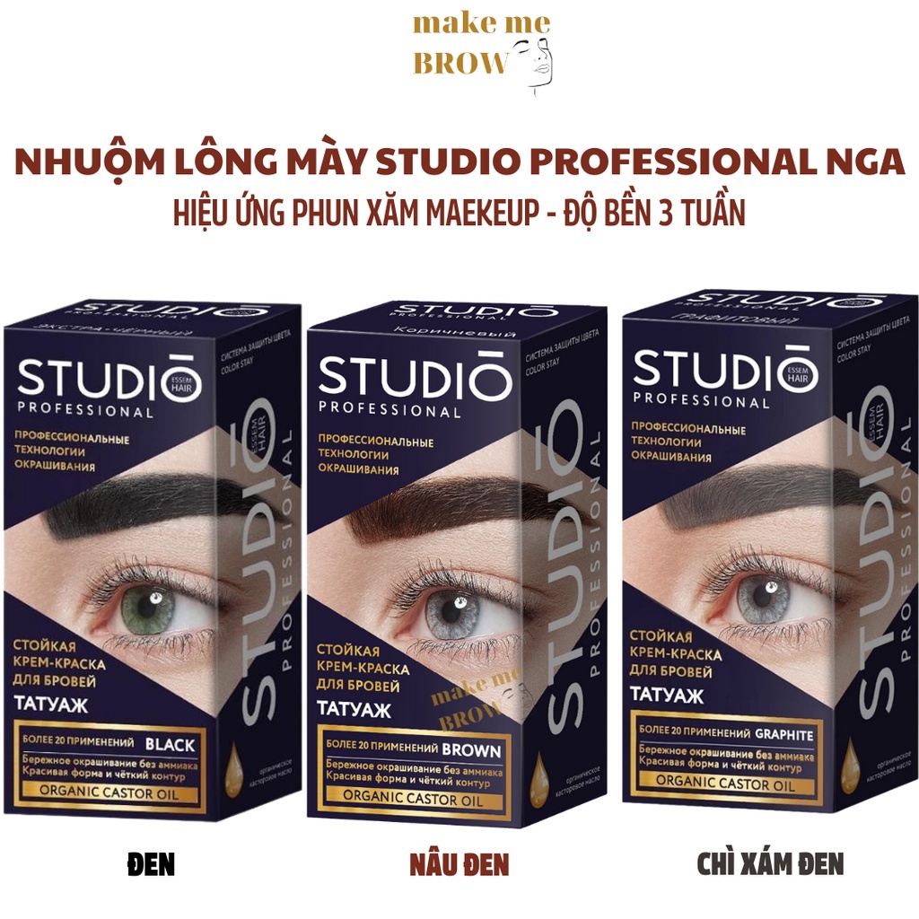 Nhuộm lông mày STUDIO PROFESSIONAL Nga hiệu ứng makeup tatoo 50ml - makemeBrow